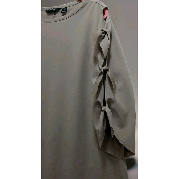 Minimalist Tie Sleeve Blouse Women’s L Du Jour Brown Top Preppy Soft Layers - Picture 5 of 9